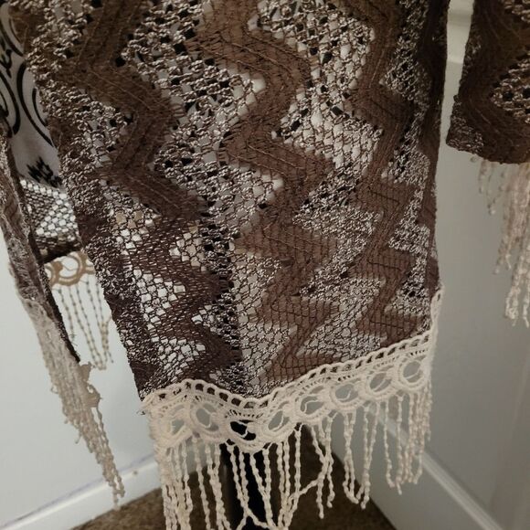 Rodeo fox open knit sleeved cardigan cover up - Picture 5 of 7